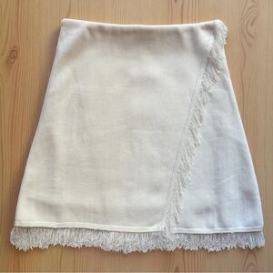LUCY PARIS White Fringe Wrap Mini Skirt – Size M (NWT)